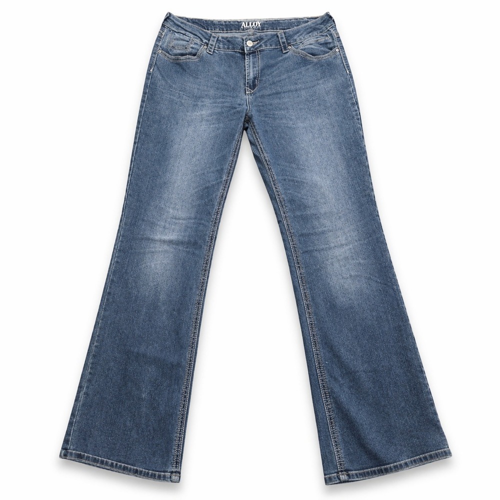 Alloy Apparel Avery Bootcut Jeans 21x37 Tall Medium Wash Blue Contrast Stitch